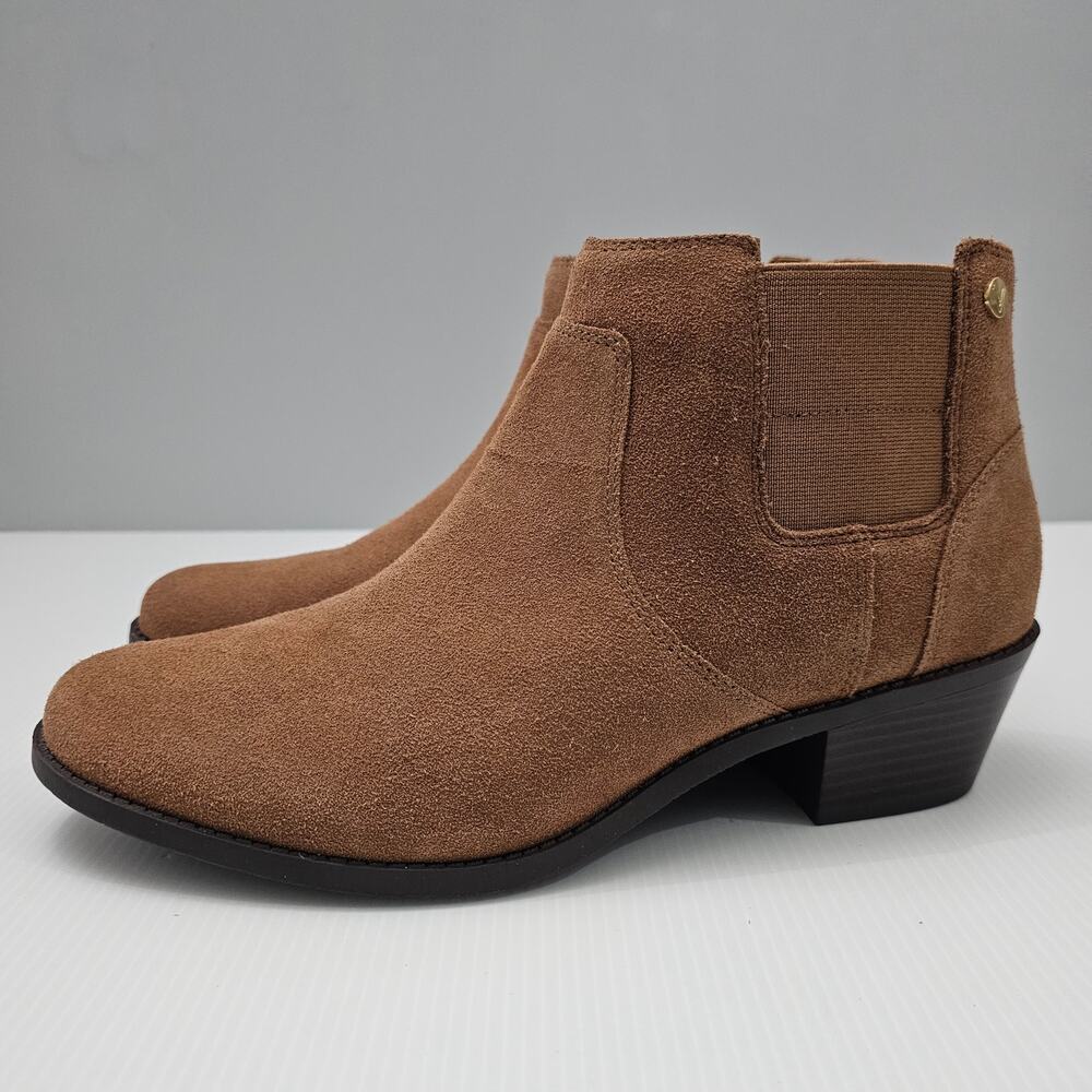 Vionic Tan Suede Ankle Booties